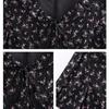 French Romantic Floral V-Neck A-Line Midi Dress