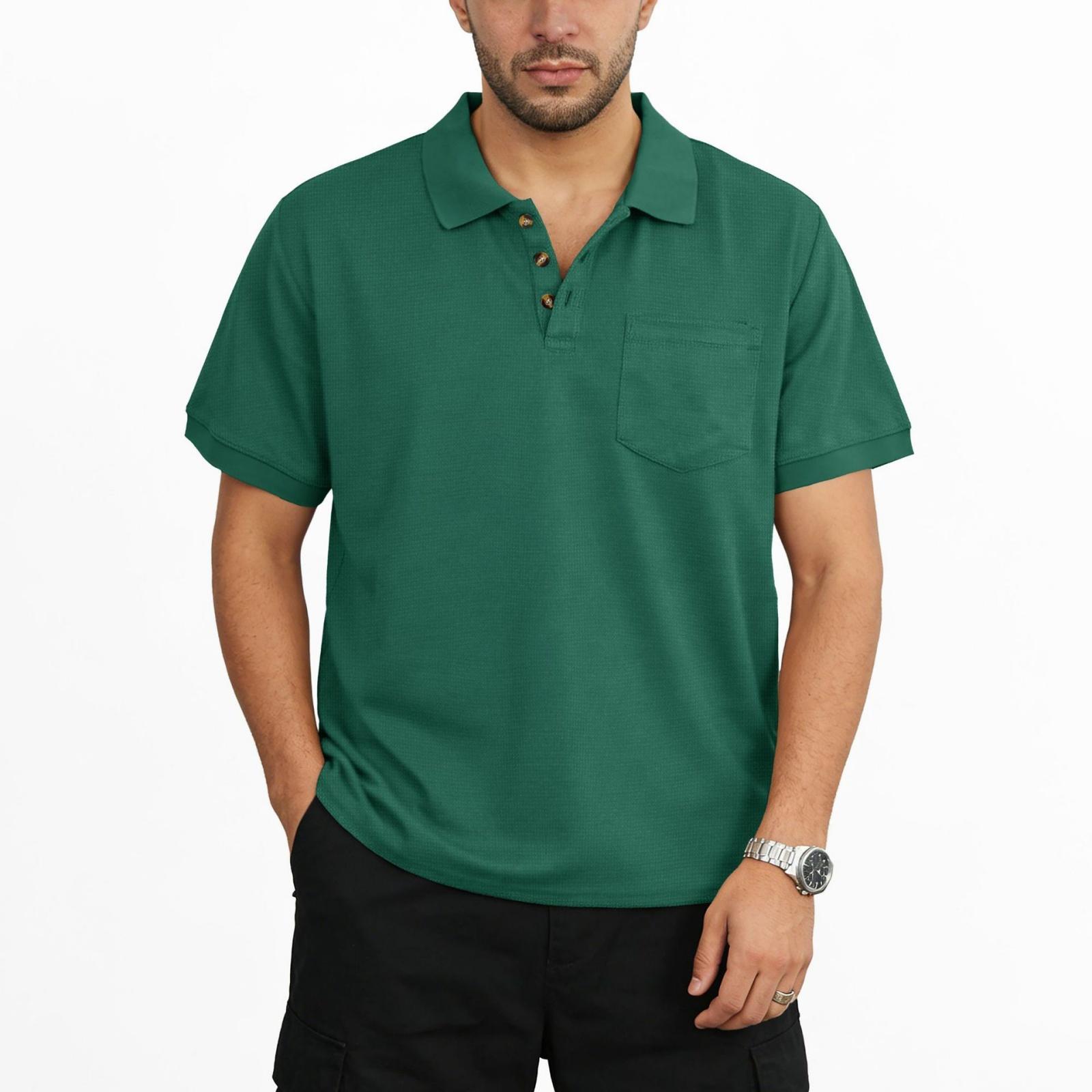 Men s Casual Stylish Loose And Soft Breathable Check Single-pocket T-shirt XXXL