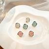 Silver Needle Korean Style High-End Jelly Color Geometric Earrings – Sweet, Fresh, Versatile Square & Round Stud Design