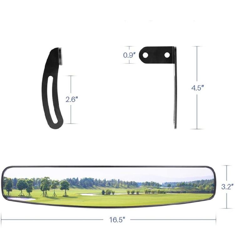 Wide View Rear View Mirror For Golf Carts With hard Plastic Frame And Transparent Glass