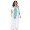 Embroidery Kaftan Beach Tunic Cotton Beach Cover Up Saida De Praia Swimsuit Women Bikini Cover Up