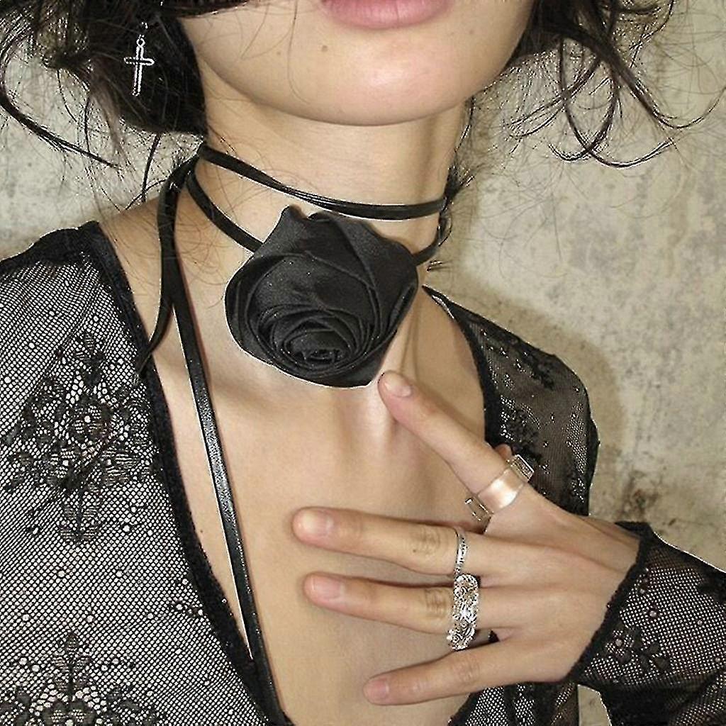 Fashion Rose Flower Choker Necklace Neckband Clavicle Chain Necklace Jewelry