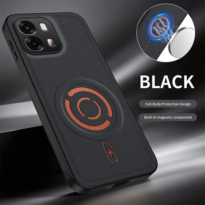 Pour OPPO Reno 16 Pro 16F Coque Simple Magnétique Adhésive Cuir Texturé Housse Protection Contre les Chutes Douce pour la Peau Pour OPPO A6 X Funda