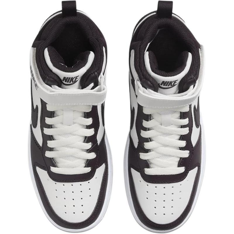 Nike Court Borough 2 Slip Resistant Abrasion Resistant Mid top Kids' Skateboarding Shoes White Burgundy Teenagers Sneakers CD7782-126