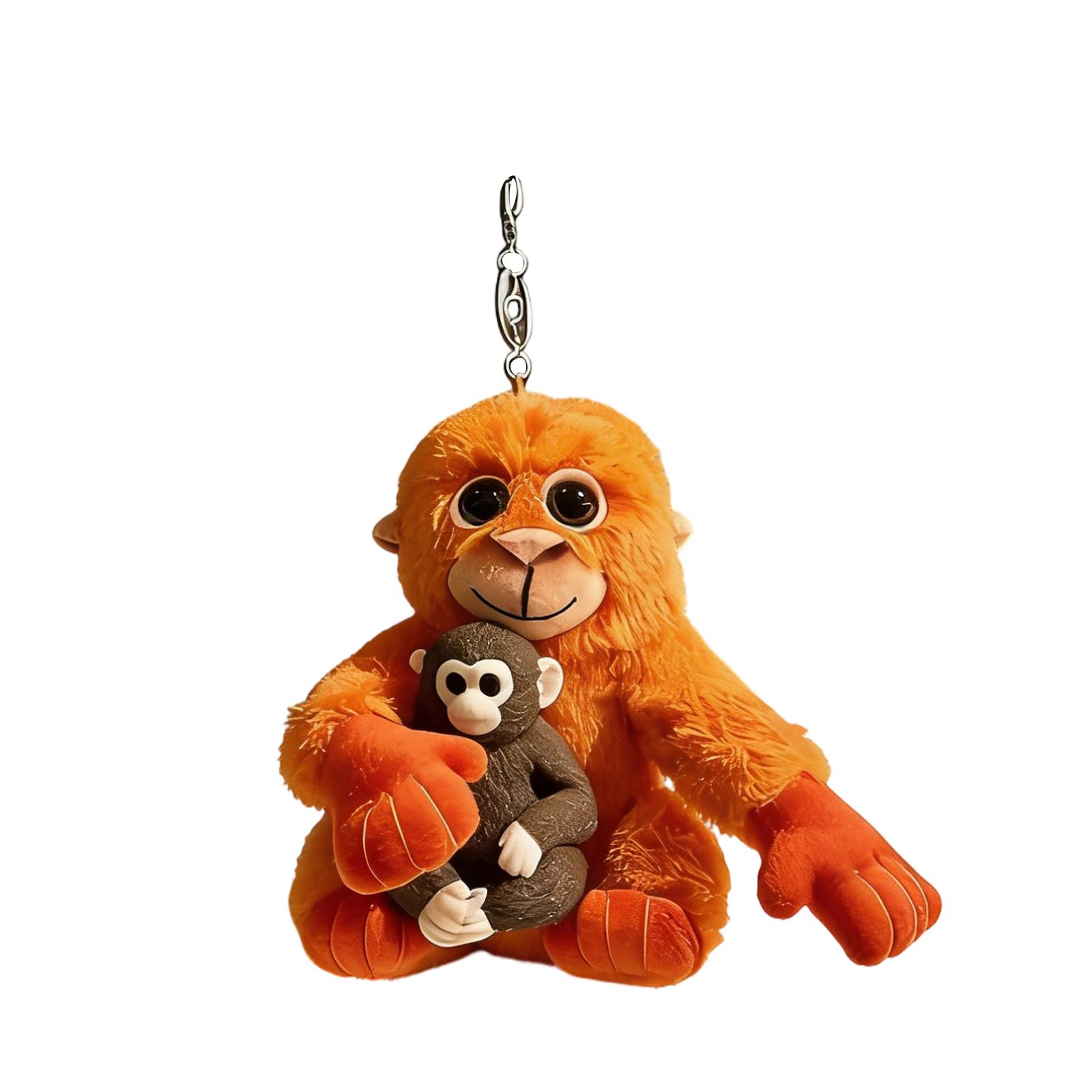 

Plush Monkey Keychain with Small Monkey Figure Soft Stuffed Animal Accessory for Bags Backpacks and Keys Durable Clip Attachment ONE SIZE