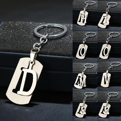 2022 Llavero de Letras DIY A-Z Para Nombre Color Plateado Acero Llavero Mujeres Hombres Anillo para Llaves de Coche Soporte Simple para Llaves Regalo de Fiesta
