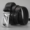 Men's Genuine Leather Automatic Buckle Belt - 2024 Top Layer Cowhide Business Style for Youth