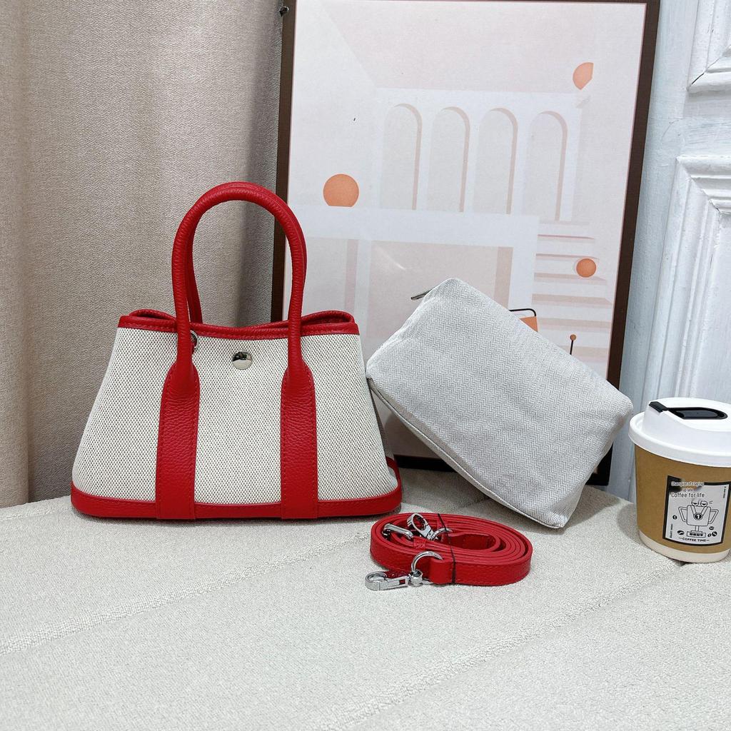 2024 Large Capacity Canvas and Cowhide Tote Bag for Women