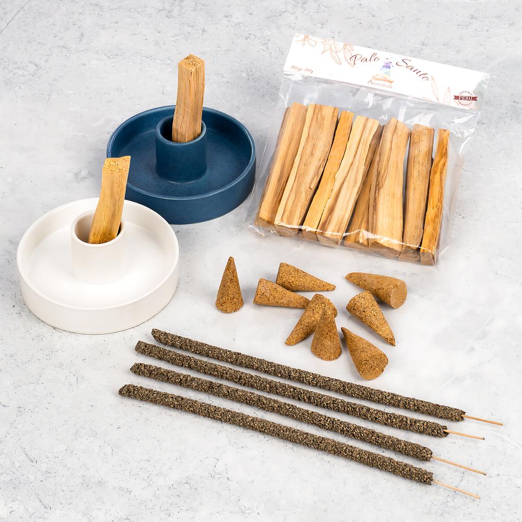 Gift Set - Ceramic Stand Natural Palo Santo Incense from Peru