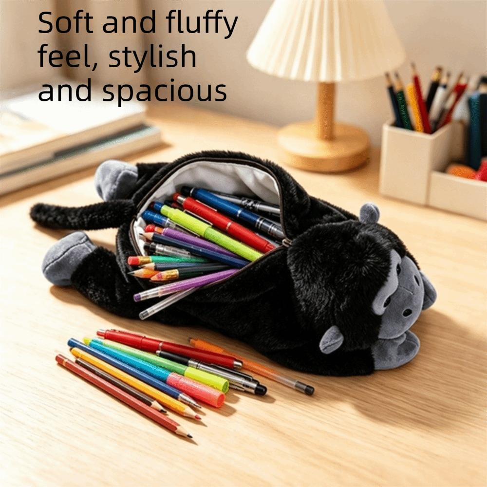 Gorilla Plush Pen Bag Large Capacity Plush Pencil Case Plush Pen Case School Season