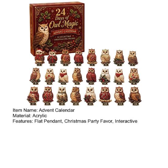 Advent Calendar for Kids Christmas Village Calendar, 24-Day Countdown Set with Collectible House Gift Boys Girls Ornament, 2D Acrylic Tabletop Decor,