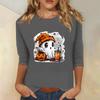 Women's Fashion Casual Three-quarter Sleeve Halloween Printed Round Neck Top
