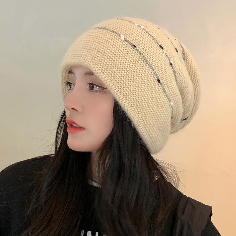 Internet Celebrity Confinement Hat Double Maternal Postpartum Spring and Autumn Pile Hat Women Autumn and Winter Pullover Knitted Wool Baotou Hat Tide
