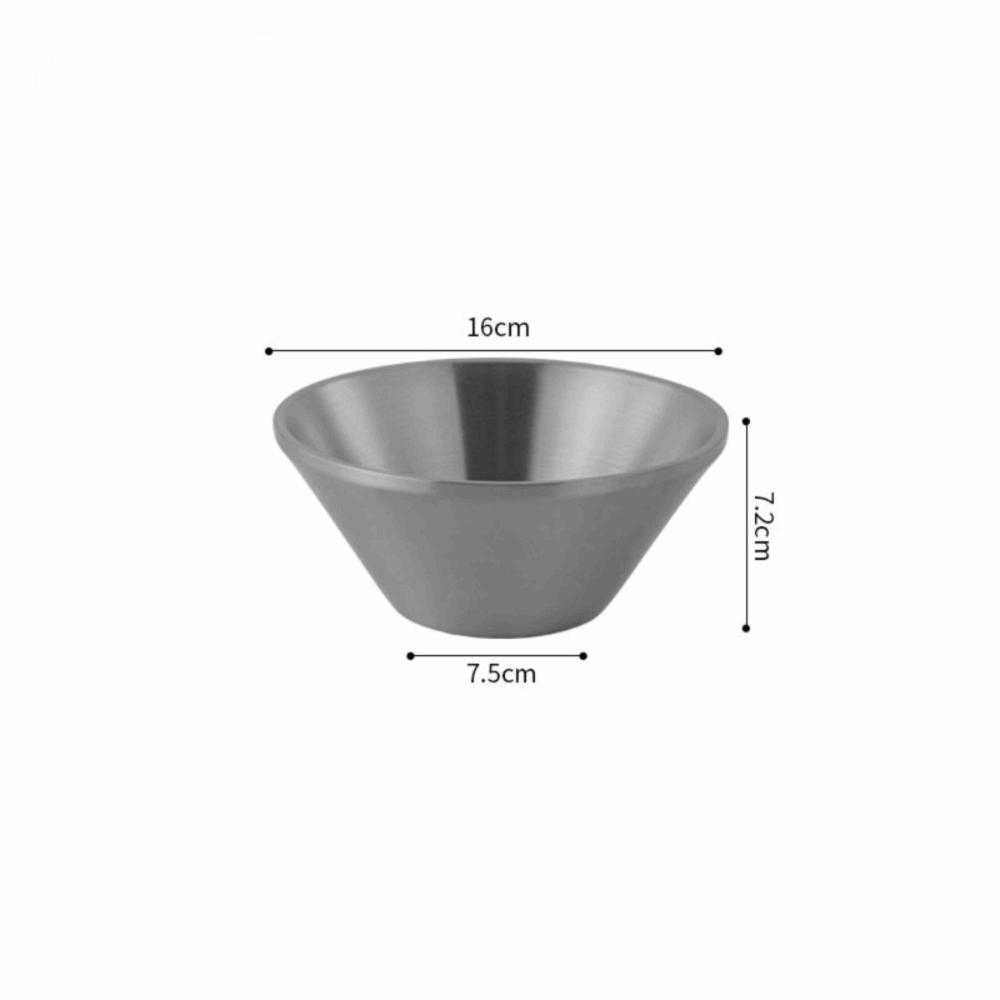 Rustless Steel Salad Bowl Double Layer Shaved Ice Bowl Lightweight Dessert Bowl  Salad Making 16cm