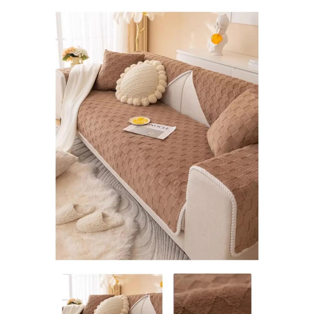 Cream Style Sofa Cushion Simple Fashionable Straight Row Sofa Cover Cloth Towel Nordic Plush Thickened Anti Slip Seat Cushion