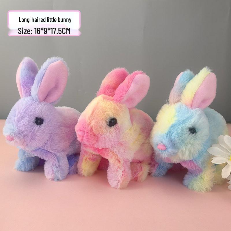 Interactive White Plush Rabbit Toy: Walks, Cries, and Moves Ears