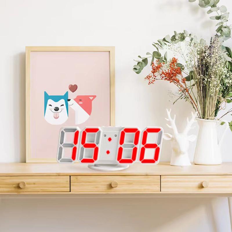 3D Simple Clock LED Alarm Clock Living Room 3D Wall Clock Digital Clock