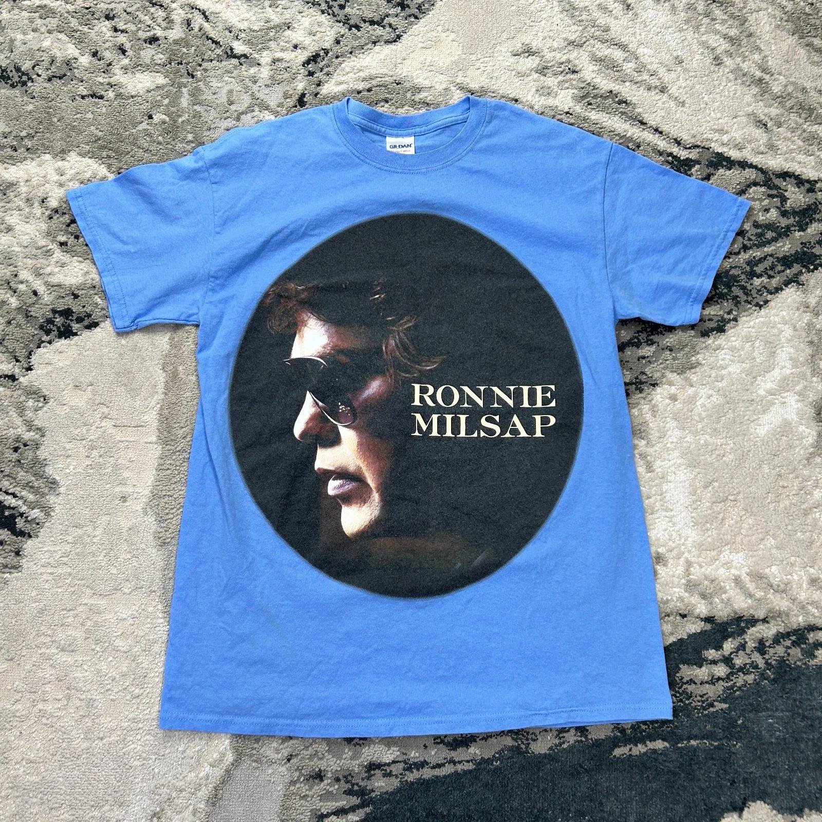 Gildan T Shirt Men Medium Blue Cotton Ronnie Milsap Album Music Singer & Pianist M