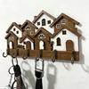 Elegant Decorative Wood 3D House Key Holder Wooden Hanger Wall Mounted Organizer For Home And Offices
