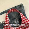 Fashion Red Plaid Tote Bag Korean Style Shoulder Bag Lightweight Canvas Vest Bag  Women