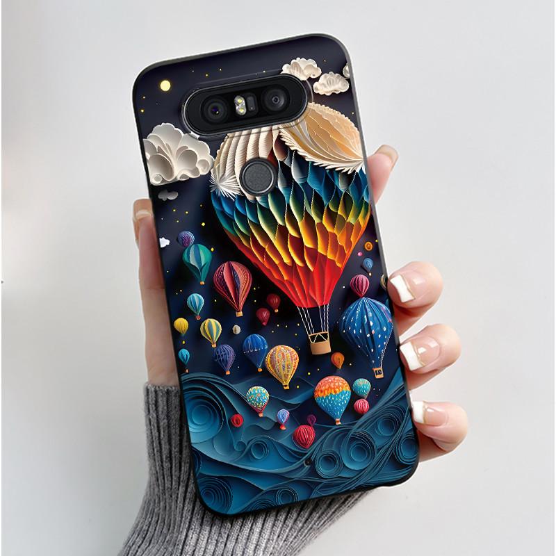 Cute Case For LG Q8 Funda Fashion Capa Coque Printing Shell Protective Cover Soft Silicone Cartoon Black Casing