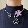 Multi Layered Flower Collarbone Chain Spiral Zinc Zinc Alloy Neck Personalized Iris Flower Necklace  Daily