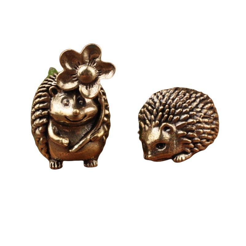 Kleine Kupfer Igel Ornamente Massives Messing Antike Tier Skulptur Handwerk Schreibtisch Tee Tisch Dekoration Heimdekor für Wohnzimmer