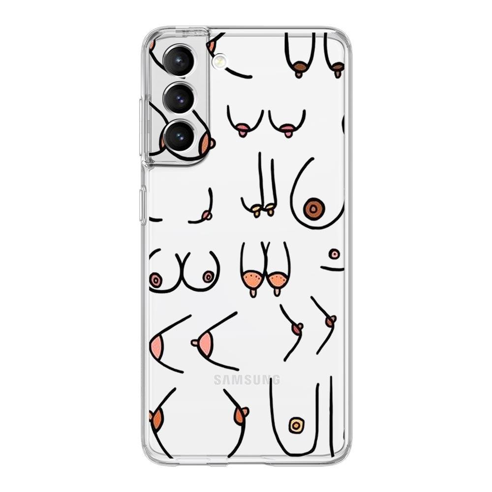 Boobs Art Print Phone Case For Samsung Galaxy S23 S22 Ultra S20 S21 FE 5G S10 S10E S9 S8 Plus 4G Soft Silicone Clear Back Cover
