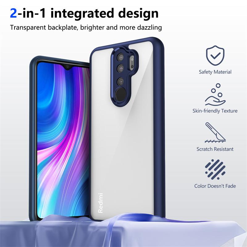 Pro Xiaomi Redmi Note 8 Pro Pouzdro Pokovený Nárazník Nárazuvzdorný Průhledný Zadní Kryt Tvrdé Matné Pouzdro na Telefon pro Xiaomi Redmi Note 8 Pro