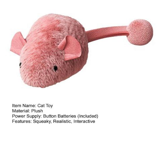 Interactive Mouse Cat Toy Electric Squeaky Plush Mouse Simulated Mouse with Night Fluorescence