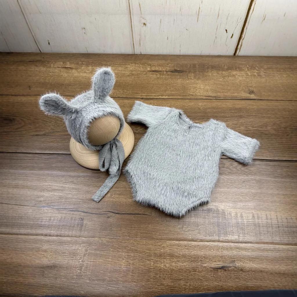 Newborn Photography Props Knitted Outfit Rabbit Doll Baby Cosplay Glasses Baby Photoshoot Props Accessories Photoshoot Outfit
