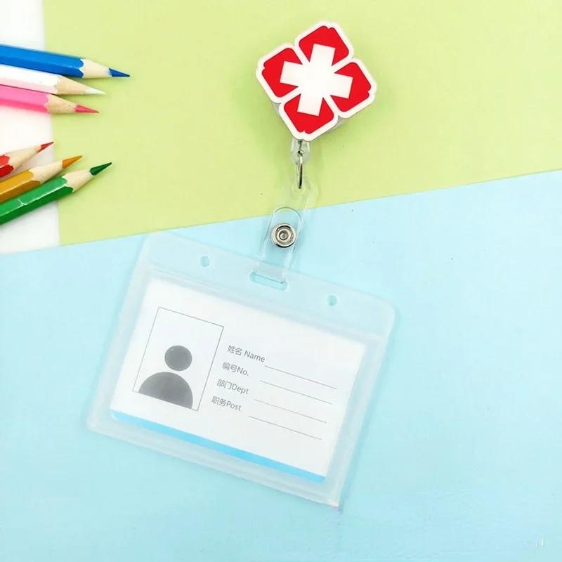 transparent Plastic Doctor Nurse ID Card Sleeve Badge Card Cover Retractable Badge Card Holder cover Protector