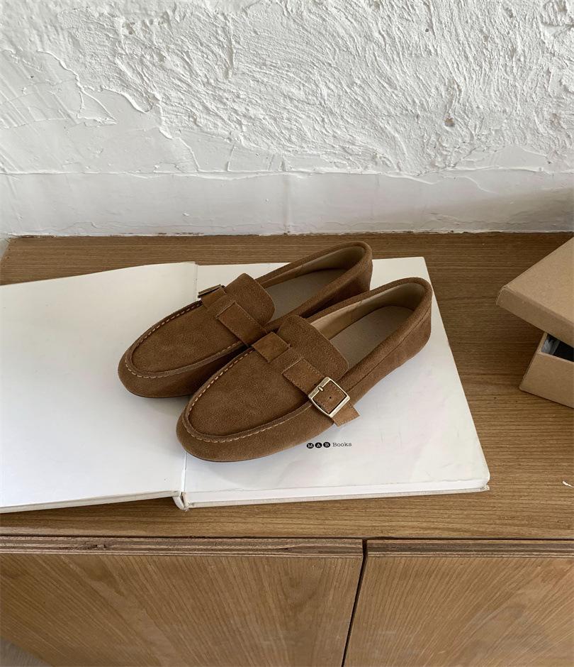 

Doudou Boken shoes flat-soled single shoes 2025 new autumn soft-soled retro one-pedal lazy shoes Doudou women s shoes 40 світло-коричневого кольору