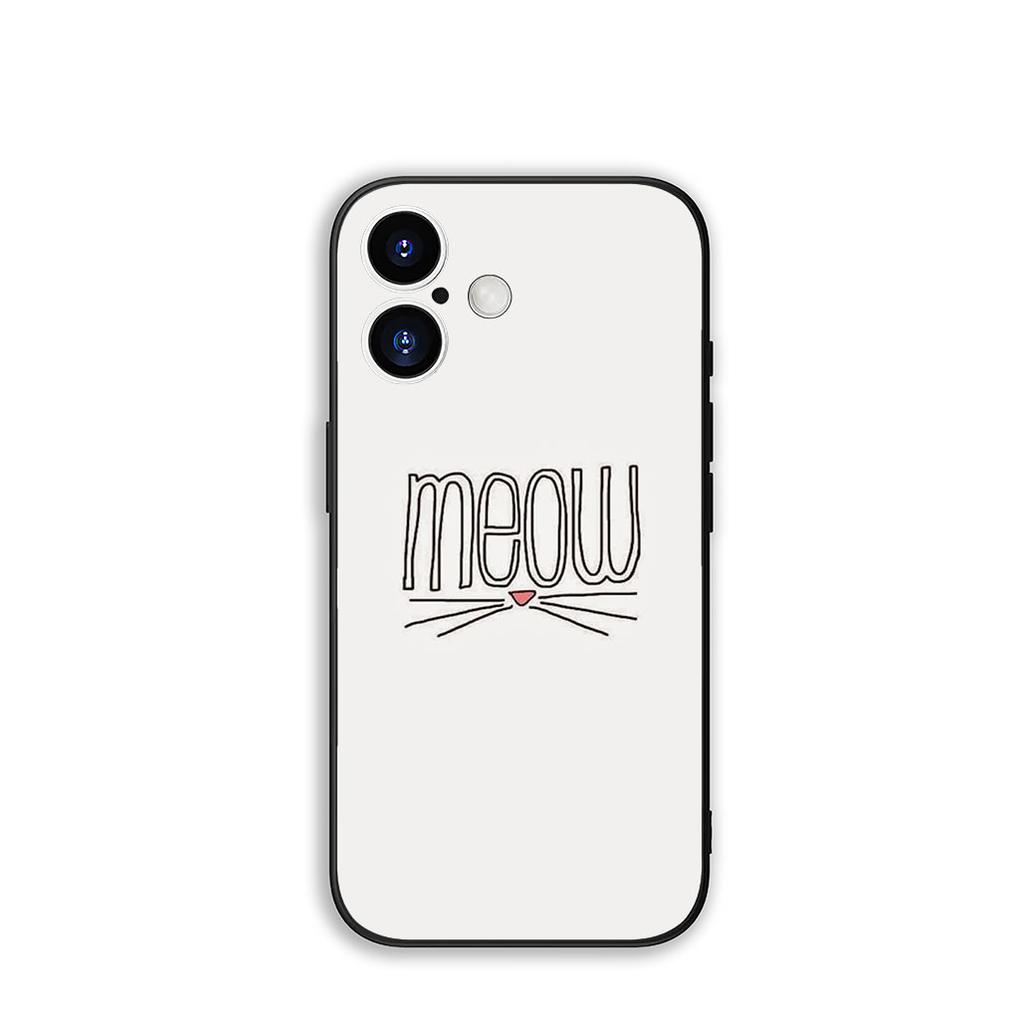 For Apple iPhone 16 15 14 Plus 13 12 Mini 17 Pro Max + 16E Air 16+ ProMax Phone Cover Case Cute Cat Meow