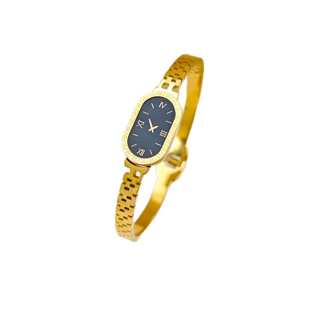 Roman Dial Titanium Steel Non-Fading Bracelet: Luxurious Hollow Strap Watch Bangle Jewelry