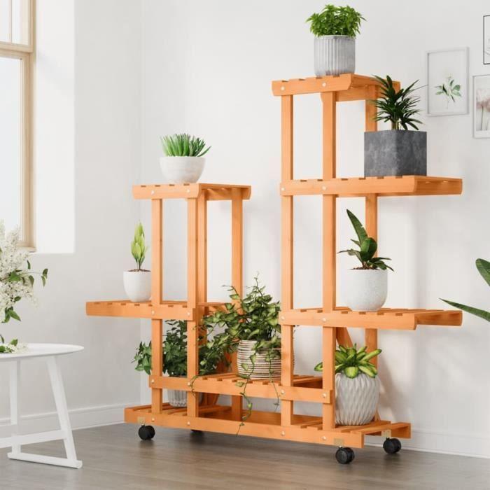 VidaXL Support à fleurs avec roues 95x25x101 cm bois massif de sapin 362864