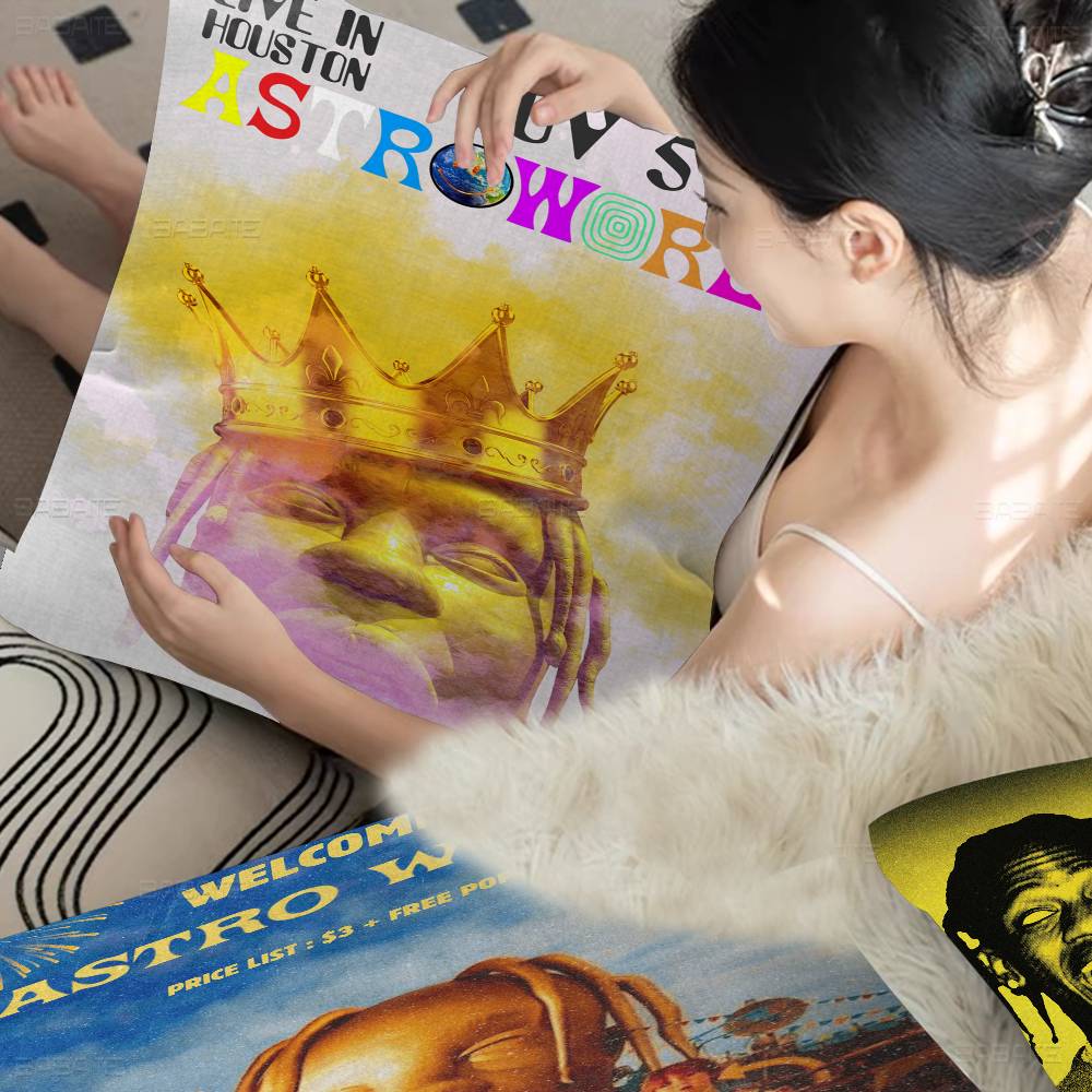 Travis Scott Astroworld 45*45cm Cushion Cover Pillow Cover Decor Pillowcase Home Pillowcase for Couch Pillow