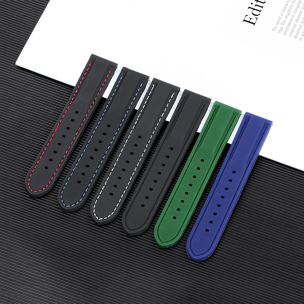 18mm 20mm 22mm 24mm Watch Band Strap Sport Rubber Silicone Watchband Stainless Steel Butterfly Buckle Watch Accessories