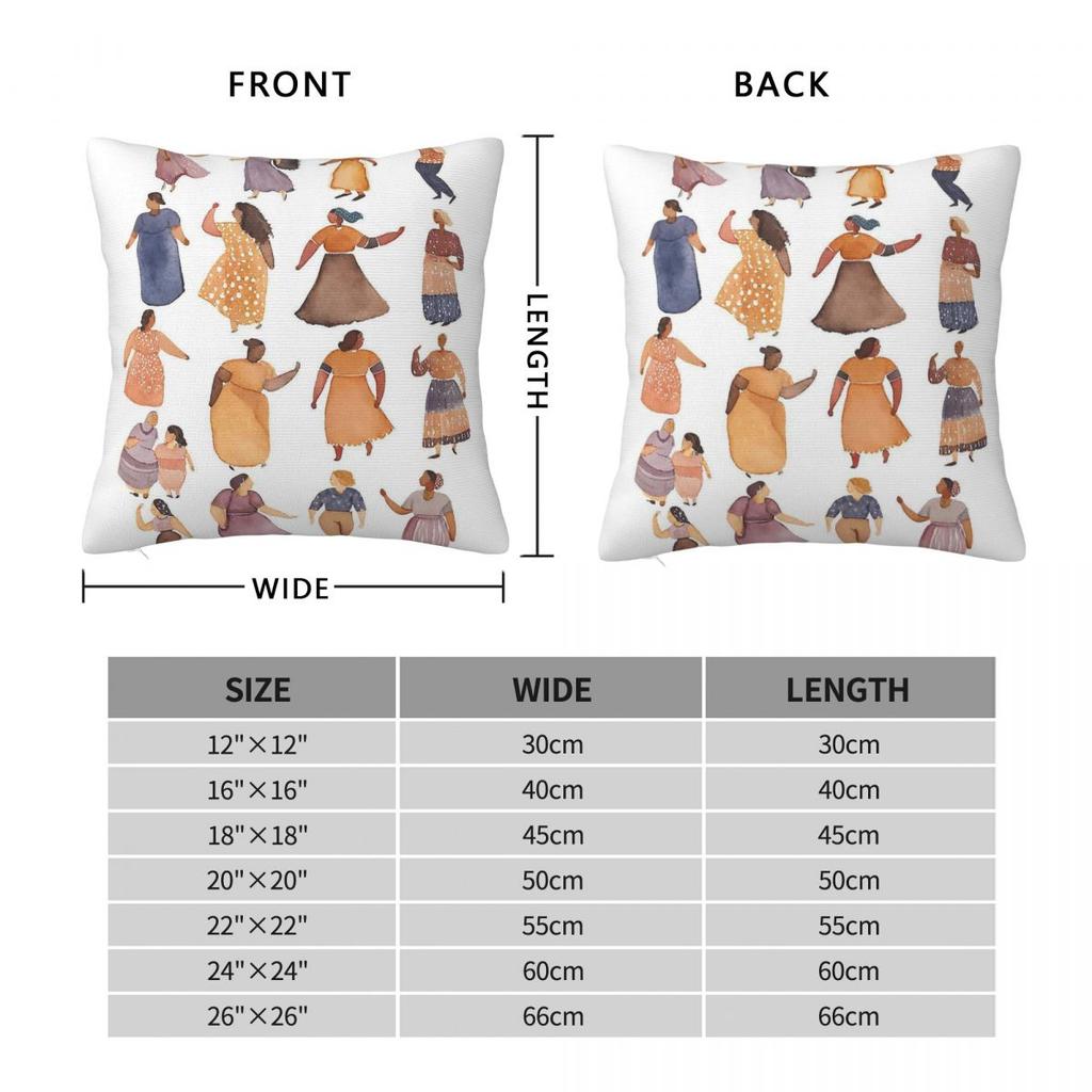 Women Strength Diversity Grace Square Pillowcase Polyester Linen Velvet Pattern Decorative Pillow Case Cushion Cover