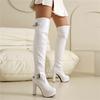 Dames høye hæler støvletter høst og vinter nye europeisk og amerikansk stil vanntett plattform tykk hæl store størrelser knehøye støvletter