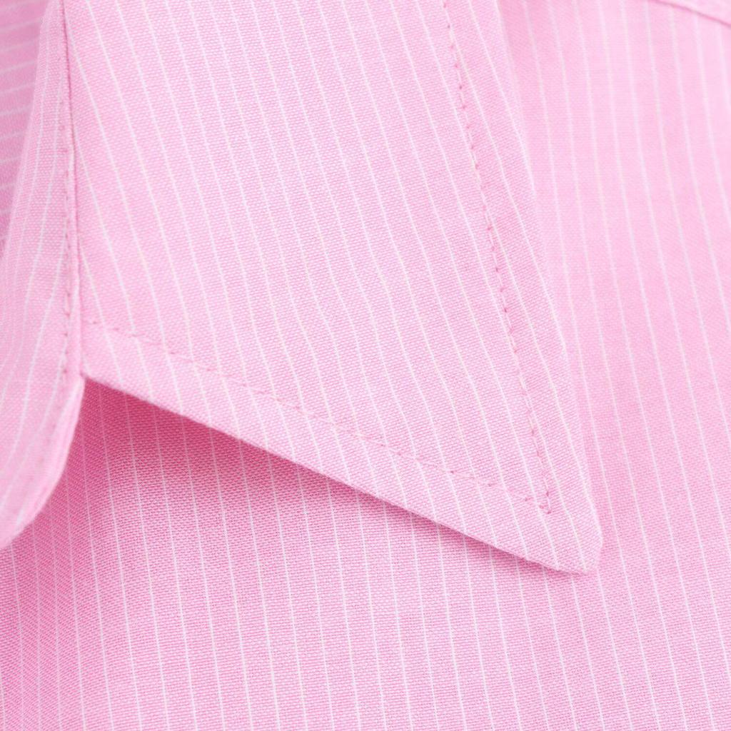 2025 Spring Women's Casual Striped Oxford Shirt with Turn-Down Collar