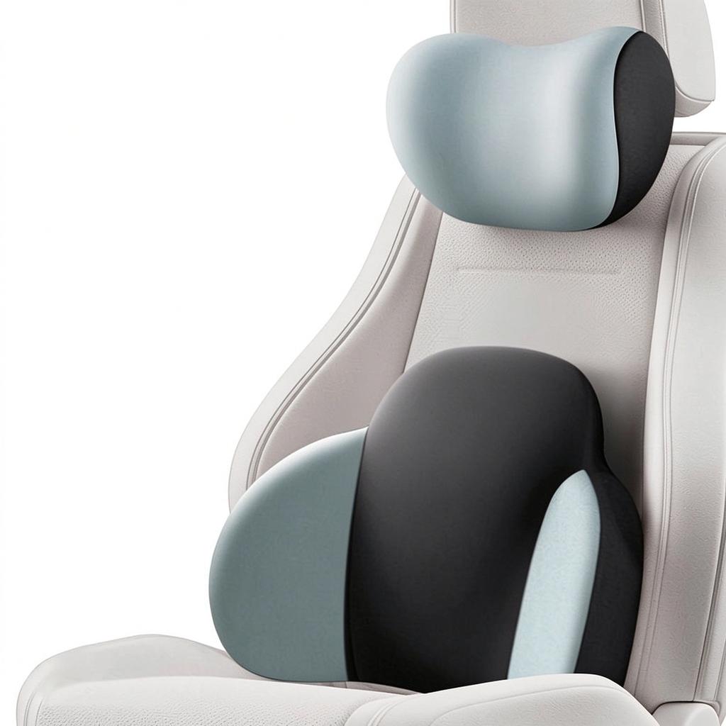 Car Headrest and Lumbar Support, Memory Foam Car Pillow Backrest, Car Waist Cushion, Neck Pillow for Driving Fatigue Relief