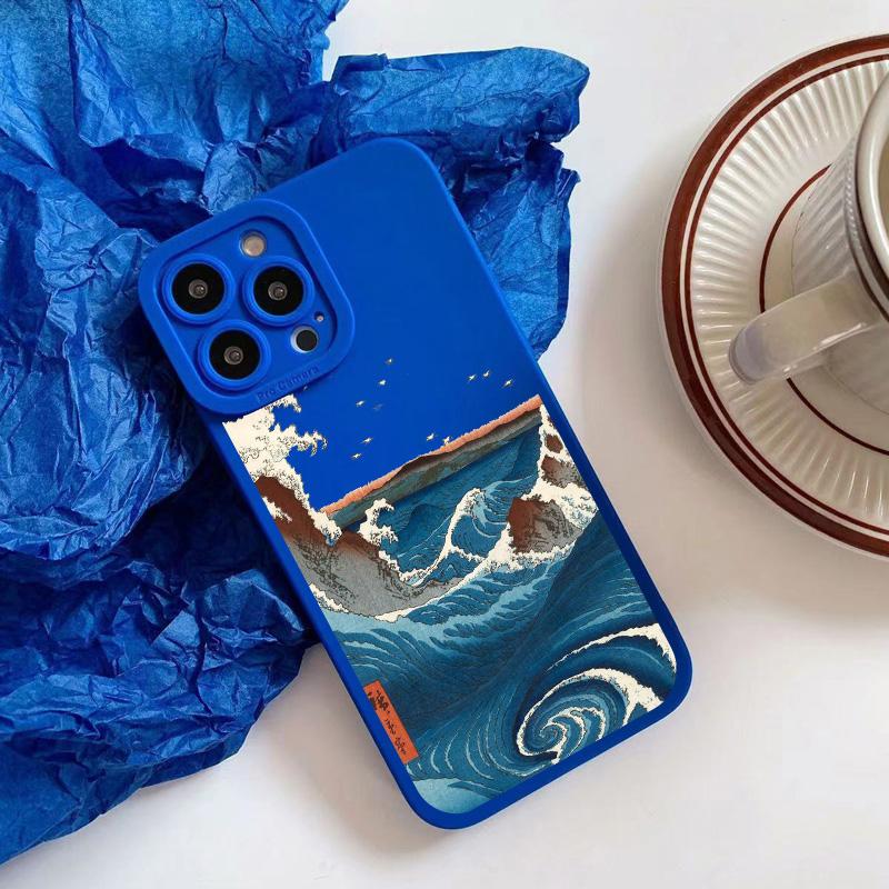 Ukiyoe Sea Wave Water Splash Phone Case For iPhone 14 13 12 11 Pro Max 14 Plus X XS XR 7 8 Plus SE 2020 Soft Silicone Back Cover