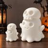 Unique Holiday Gifts 3D Printed Cute Ghost Skull Figurine, Stacked on Halloween Desk Accessories Statue, Spooky Desktop Ornament, Fun Party