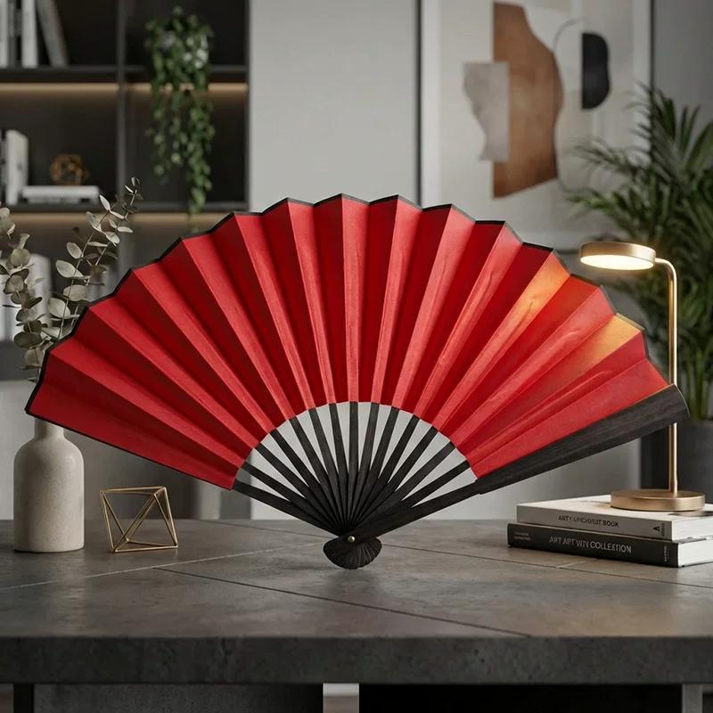 Folding Fan Chinese Style Summer 10inch Ancient Style Fan Men's Silk Cloth 2026 New Model Summer Bamboo Fan Hanfu Portable Fan