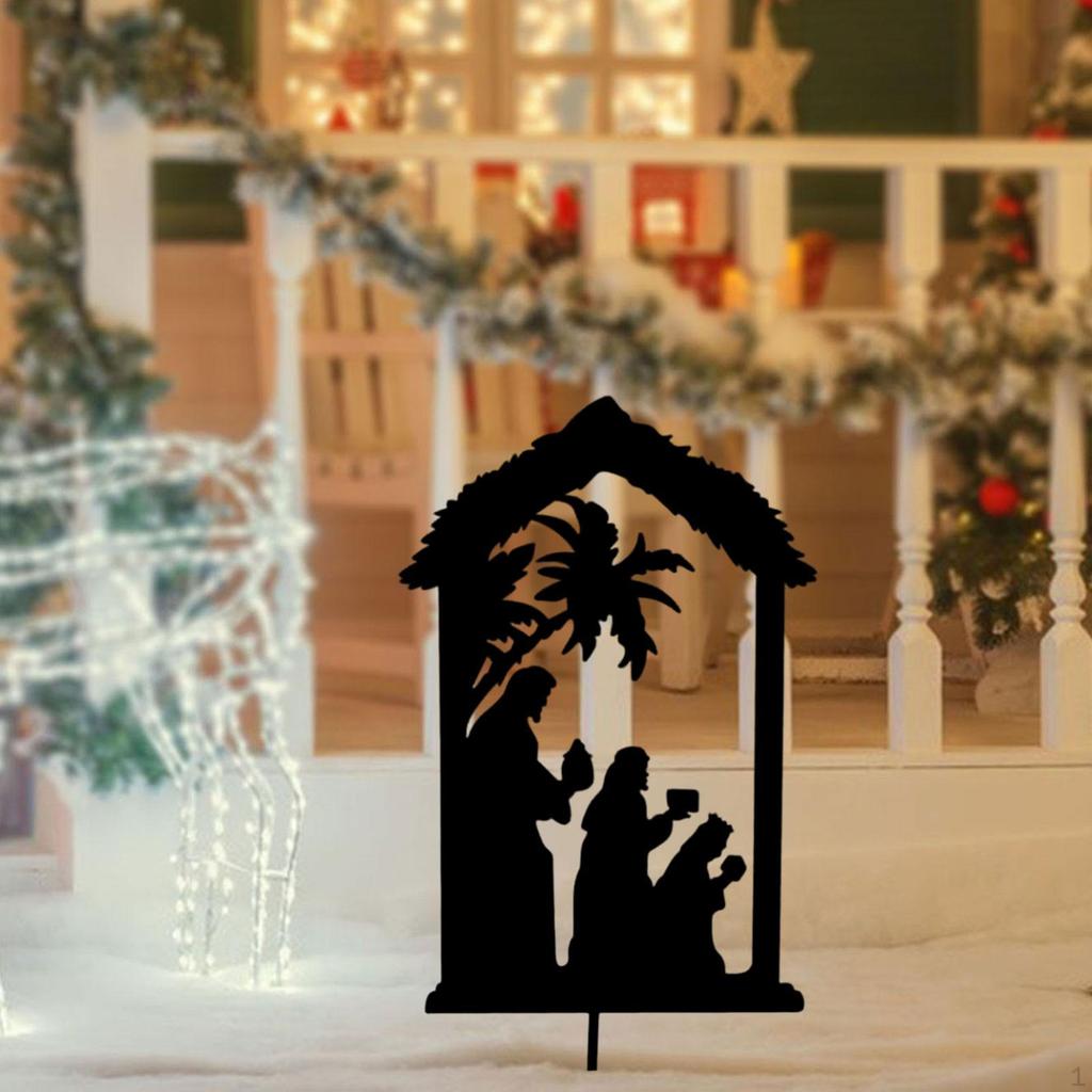 Christmas Nativity Scene Garden Stake Courtyard Sign Durable Multifunctional Yard for Aisle,