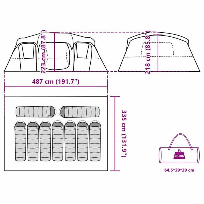 VidaXL 10 Person Family Cabin Tent Blue Waterproof, Tent, Camping Shelter, Garden Shelter, Camping Tent 94540