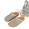 2025 summer rhinestones full diamonds fishing net baotou big head baotou half slippers sandals toboken shoes flat women's shoes