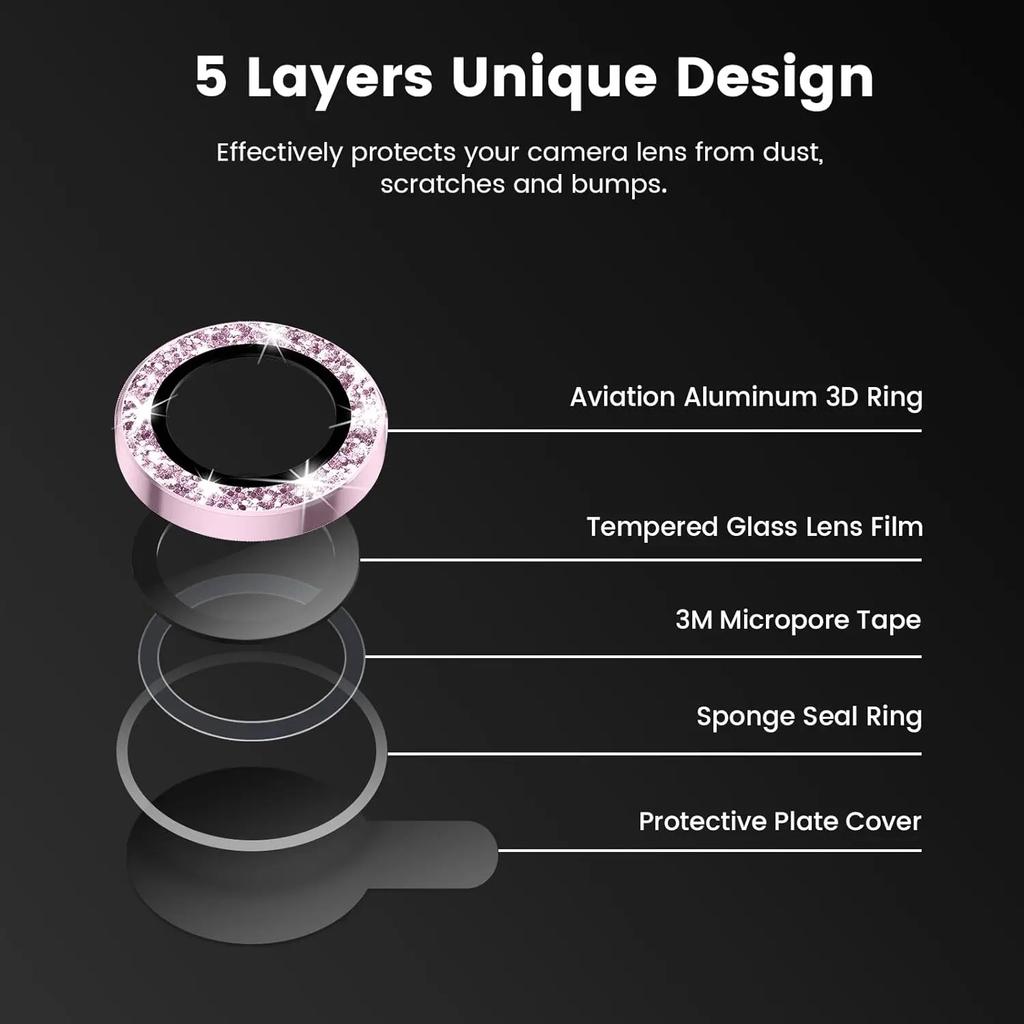Glitter Camera Lens Protector Cover For IPhone 16 15 Pro Max 13 11 Pro 14 15 Plus 12 Mini Tempered Glass Protection Accessories