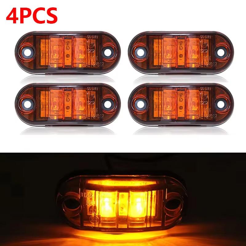 2/4Pcs Led Side Marker Lights 12v 24v Trailer Trucks Car Warning Lamp Clearance Signal Strobe Light Waterproof Oval Amber Lamp